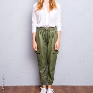 Aritzia Wilfred Free Olive Green Leather Cargo Balloon Pants Women’s Small